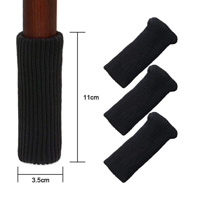 TEKEFT 20PCS Chair Leg Socks, Furniture Leg Feet Wood Floor Protectors Set, Cross Knitted, Black - Image 3